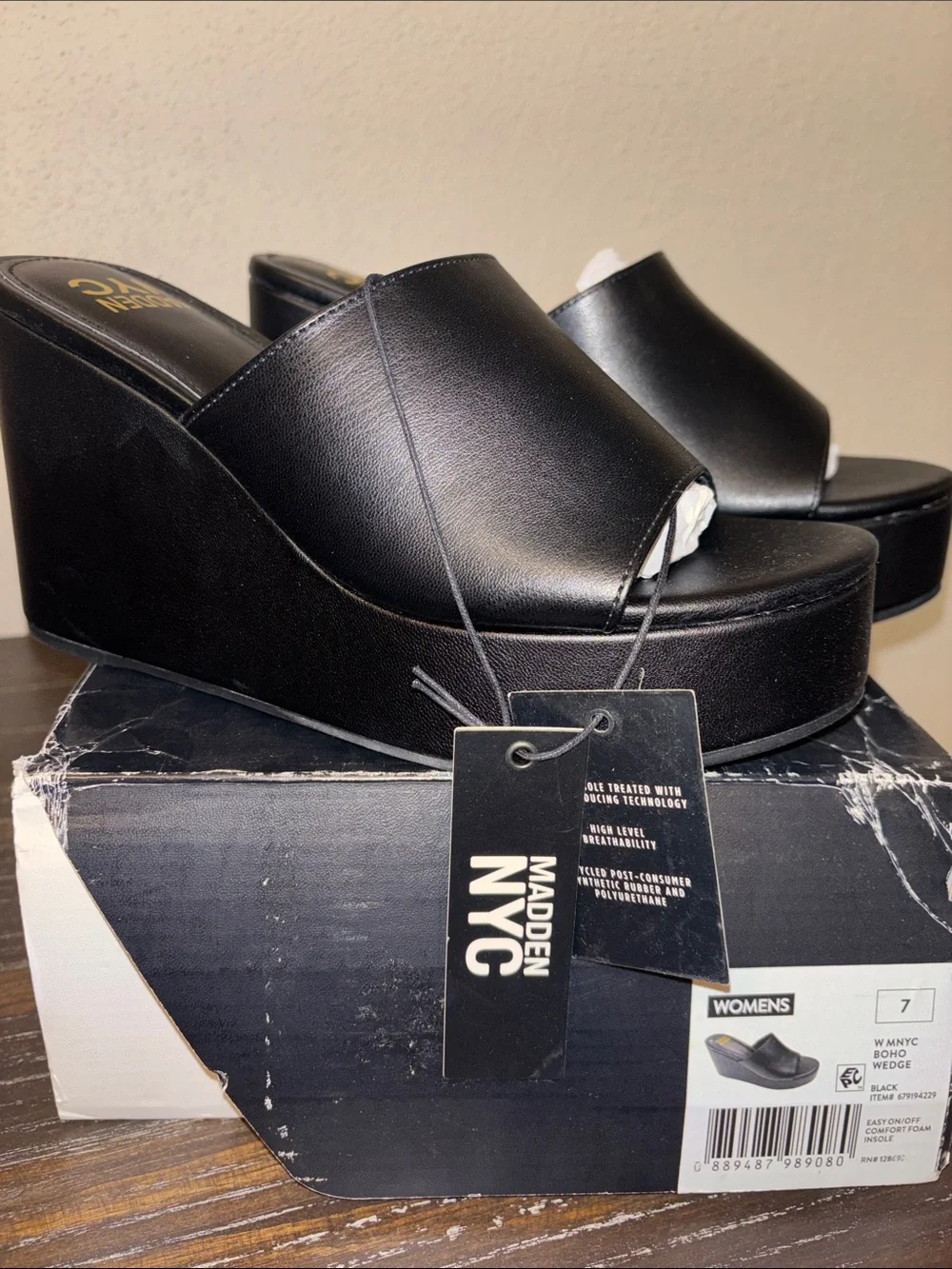 Madden NYC Women's Black Wedge Slide